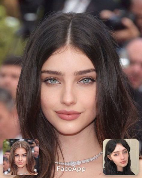 Celebrity Face Morph, Faceapp Face Claim, Beautiful Eyes Color, Small Face, Hairstyles For Layered Hair, Female Character Concept, Girl Thinking, Oval Face Shapes, Edgy Makeup