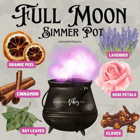 Full Moon Simmer Pots Witchcraft, Full Moon Altar Ideas, Summer Solstice Full Moon, Full Moon Simmer Pot Recipes, September Rituals, Full Moon Recipes, Beaver Moon Ritual, Sturgeon Moon Ritual, Full Moon Spell Jar