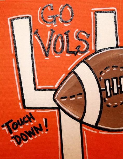 Tennessee Orange Go Vols Football Art Canvas by MustLoveArtStudio, $15.00 Uga Painting Canvases, Football Canvas Painting, Canvas Football Painting, Abstract Football Painting, Football Paintings, Football Canvas, Sport Canvas, Sports Painting, Football Crafts