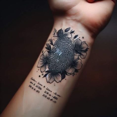 20 Memorial Tattoo Ideas to Honor Loved Ones Forever Finger Print Tattoo Memorial, Tattoo In Memory Of Dad, Finger Print Tattoo Ideas, Thumb Print Tattoo Ideas, Fingerprint Tattoo, Dad Memorial Tattoo, Fingerprint Heart Tattoos, Fingerprint Tattoos, Memorial Tattoo Ideas