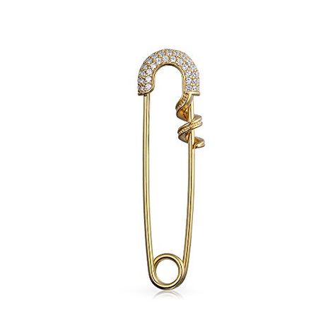 Bling Jewelry 925 Silver Gold Plated Clear CZ Pave Safety Pin Brooch >>> For more information, visit Safety Pins Fashion, Safety Pin Jewelry, Safety Pin Brooch, Cz Jewelry, Pin Jewelry, 925 Jewelry, Beautiful Food, Bling Jewelry, Safety Pin