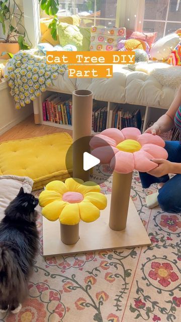 187K likes, 205 comments - annikamarieee on September 15, 2023: "Cat Tree DIY: Part 1💕🐈‍⬛ 🌼Flower pillows are linked on my storefront". Diy Mushroom Cat Tree, Upcycle Cat Tree, Diy Cat Tree Easy, Diy Cat Tree Homemade, Cat Bed Diy, Aesthetic Cat Tree, Cat Trees Homemade, Flower Cat Tree, Flower Pillows