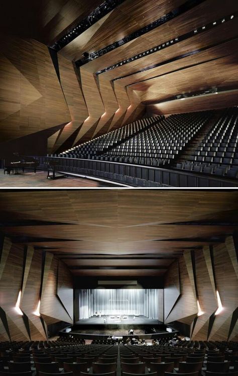 Modern Theatre, Auditorium Design, Theater Architecture, Theatre Interior, Festival Hall, Hall Interior, Home Theater Rooms, Theatre Design, Architecture Design Concept