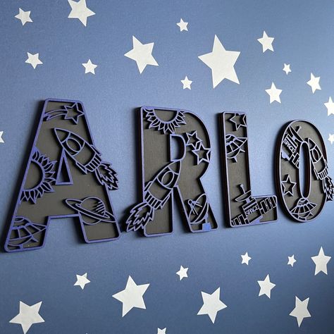 Space Name Sign Space Letters Personalised Name Sign Custom Name Decor Space Theme Decor Space Wall Art NASA Wall Art - Etsy Space Theme Decor, Space Letters, Teen Bedroom Wall Art, Modern Boys Bedroom, Aztec Wall Art, Boy Room Paint, Boys Bedroom Paint, Organization Hacks Bedroom, Name Decor