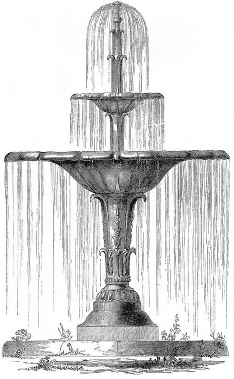 Wishing Wells, Atelier Art, Garden Water Fountains, Clip Art Library, Architecture Sketches, Fountain Design, Drawing Water, Architecture Drawing Art, Drawing Simple