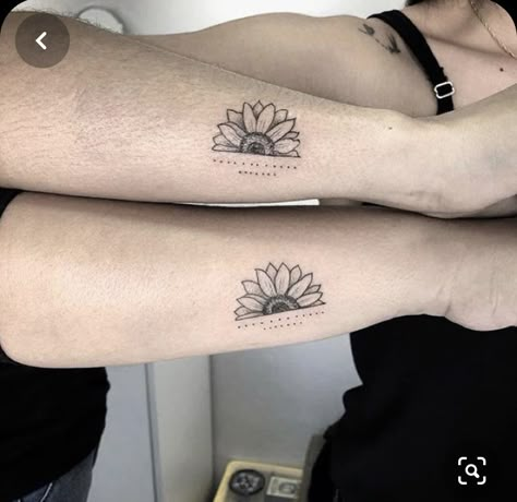 Bestie Tattoo, Inspiration Tattoos, Bff Tattoos, Sunflower Tattoos, E Tattoo, Sunflower Tattoo Design, Best Friend Tattoos, Sunflower Tattoo, Tattoos For Daughters