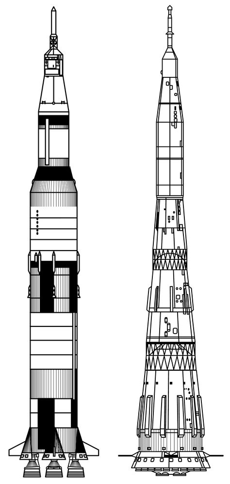 Saturn_V_vs_N1 Apollo Rocket, Rocket Drawing, Planet Coloring Pages, Rocket Tattoo, Apollo Space Program, Early Explorers, Superhero Coloring Pages, Saturn V, Rocket Design