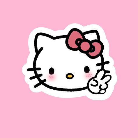 #hellokitty #kawaii #sticker #stickers #hellokittypeace #peace #peacesign #cute #pink #wallpaper #icon #appicon #appicons Pink Wallpaper Icon, Hello Kitty Peace Sign, Cute Pink Wallpaper, Pink Stickers, Kitty Pictures, Easy Room Decor, Wallpaper Icon, Kawaii Sticker, Baby Illustration