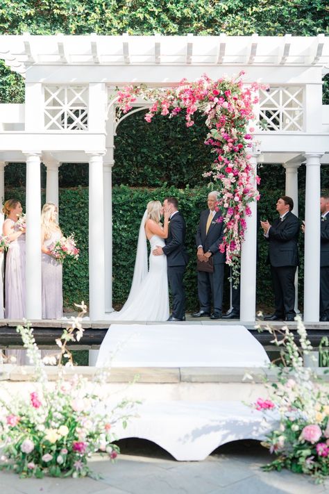 large floral installations for wedding House Wedding Ceremony, William Aiken House Wedding, Dusty Pink Bridesmaid Dresses, William Aiken House, Magnolia Wedding, Exquisite Gardens, White Hydrangeas, Wedding Ceremony Photos, Summer Garden Party