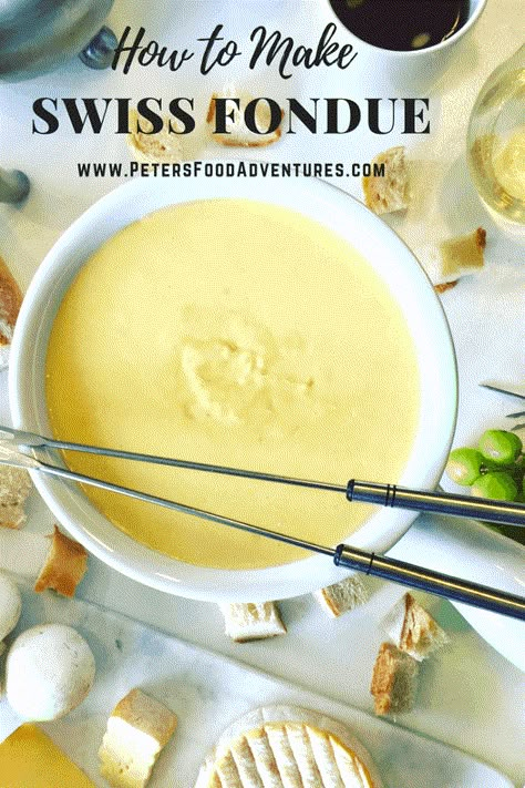 Swiss Cheese Fondue Recipe, Swiss Cheese Fondue, Cheese Fondue Recipe, Swiss Fondue, Swiss Cuisine, Fondue Dinner, Emmental Cheese, Fondue Recipes Cheese, Swiss Recipes