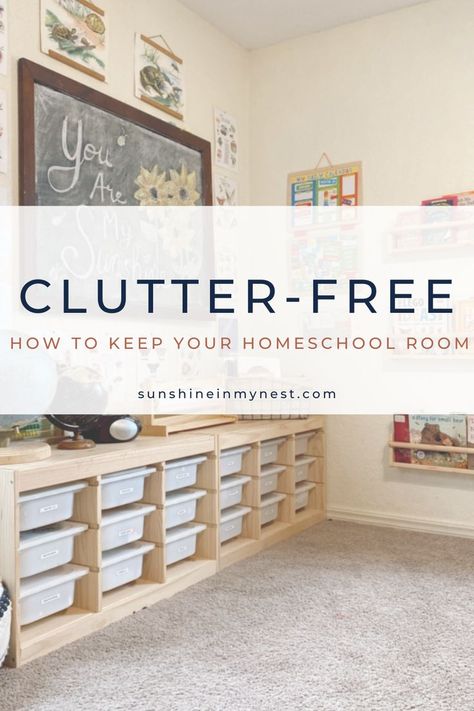 Home Preschool Room Setup, Small Space Homeschool Room, Preschool Homeschool Room, Organize Homeschool Supplies, Homeschool Classroom Setup, School Room Organization, Homeschool Classroom Decor, Homeschool Room Decor, Homeschool Room Design