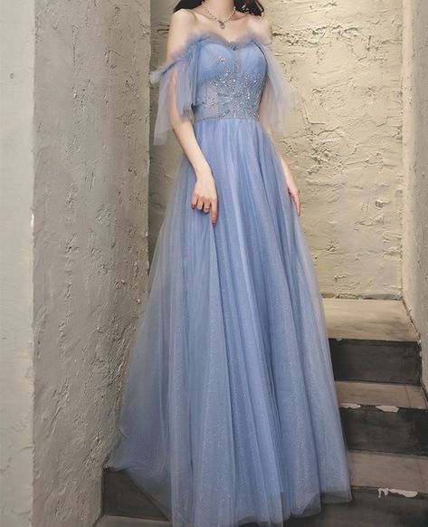 Off Shoulder Evening Dress, Wedding Dress Cap Sleeves, Ethereal Dress, Designer Evening Dresses, Fairytale Dress, Tulle Gown, Prom Outfits, Vestidos Vintage, Fantasy Dress