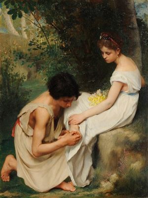 Emile Levy - Auction Images and prices realized for Emile Levy Hyper Realistic Paintings, Rennaissance Art, Couple Painting, Colour Ideas, Romantic Scenes, Realistic Paintings, Greek Art, Classical Art, Art Website