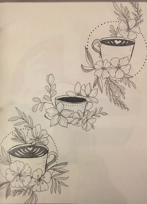 Teacups Tattoo, Teapot Tattoo, Vines Tattoo, Black Teapot, Teacup Tattoo, Teacup Vintage, Vine Tattoos, Pattern Tattoo, Rose Tattoo