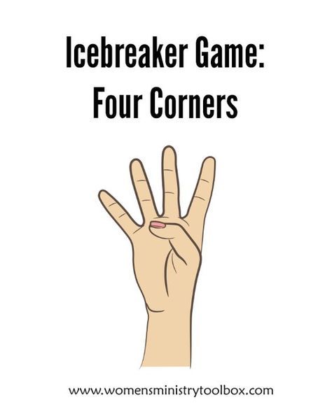 The four corners icebreaker game is one of my favorites! It's quick and easy. It will get people up and moving. Read the full directions here. Ice Breaker Games For Adults, Group Ice Breakers, Womens Ministry Events, Icebreaker Games, Team Building Games, Youth Games, Icebreaker Activities, Youth Group Games, Ice Breaker Games