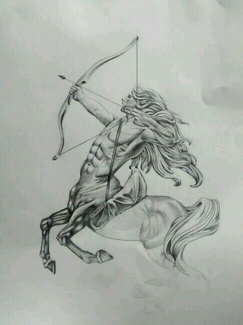 Sagittarius Sketch, Sagittarius Drawing, Half Sleeve Tattoo Ideas, Archer Tattoo, Sagittarius Tattoo Designs, Sagittarius Tattoo, Sleeve Tattoo Ideas, Petit Tattoo, Greek Mythology Tattoos