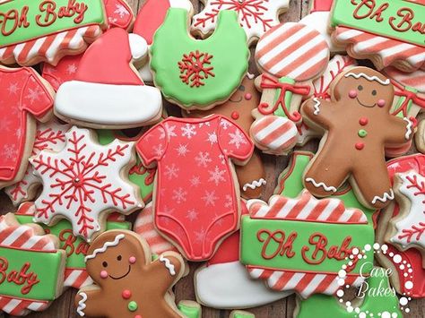 Christmas Baby Shower Cookies, December Baby Shower Ideas, Christmas Baby Shower Decorations, Baby Shower Decoration Ideas, Kids Cookies, Potted Christmas Trees, Baby Shower Decoration, Christmas Baby Shower, Baby Cookies