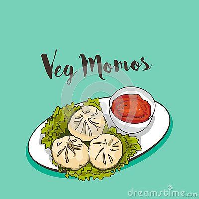 Veg Momos vector stock illustration. Illustration of filling - 147197770 Momos Illustration, Pictures Of Momo, Momo Food, Steamed Momos, Veg Momos, Food Illustration Design, Recipe Drawing, Food Doodles, Indian Illustration