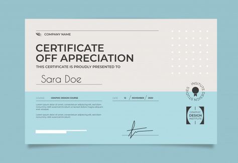 Certificate Design Inspiration, Awards Certificates Design, Diploma Design, Certificate Of Achievement Template, Education Certificate, Presentation Design Layout, Certificate Design Template, Graphic Design Course, White Minimal