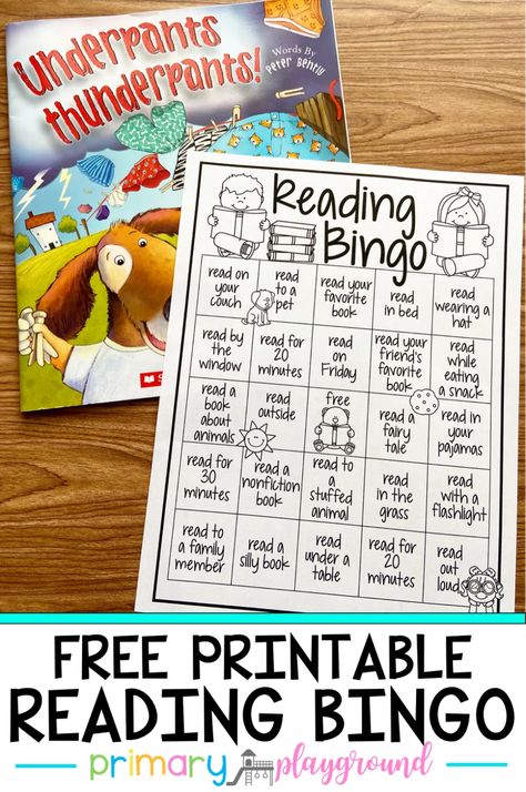 Free Printable Reading Bingo - Primary Playground Kindergarten Reading Log Printable Free, School Challenges, Primary Playground, Book Bingo, February Writing, Reading Bingo, Reading Week, Reading Incentives, Reading Month