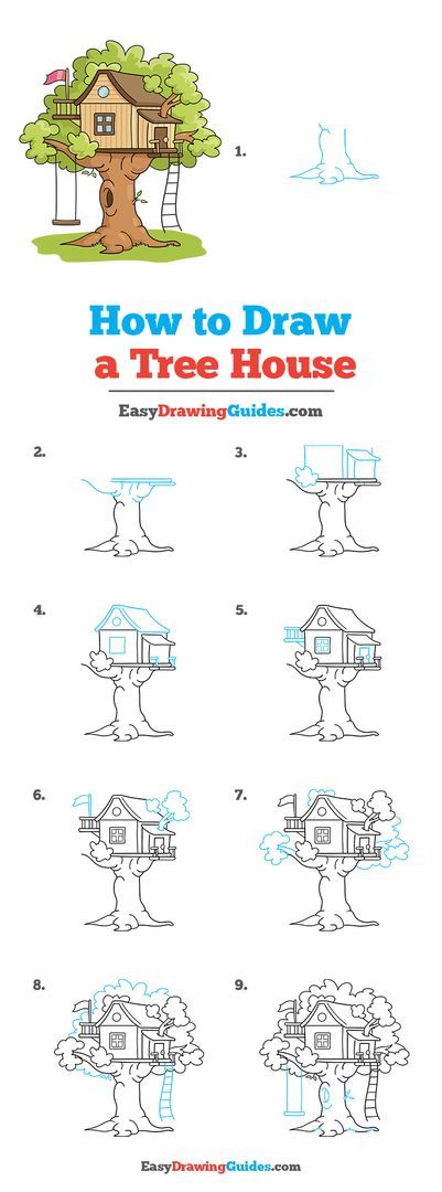 Tree House Sketch Drawings, House Tree Drawing, Treehouse Drawing Easy, How To Draw A Tree House, How To Draw A Treehouse, Tree House Drawing Easy, Treehouse Drawing Simple, Tree House Drawing Simple, Tree House Drawing For Kids