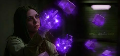 Violet Powers Aesthetic, Purple Powers, Wanda Powers Purple, Scarlett Witch Powers Purple, Purple Wanda Powers Gif, Purple Power Visuals, Witch Powers, Titans Tv Series, Dr Marvel