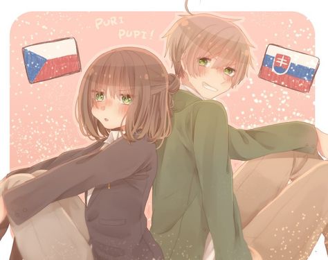 Hetalia Anime, Kawaii Manga, Hetalia Characters, Moe Anime, Axis Powers, Slovakia, Hetalia, Czech Republic, Anime Images