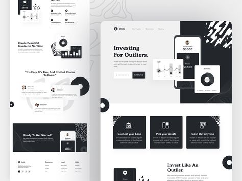 Black and White - Landing Page Design by Aminul Haque Chowdhruy White And Black Website Design, Black And White Website Design Layout, Black And White Landing, Website Black And White, Web Design Black And White, Black And White Web Design, Black And White Website Design, Black White Website, Black Website Design