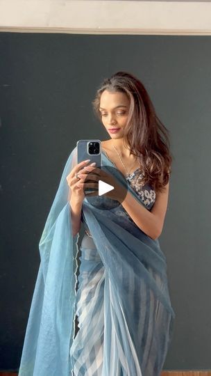 Blue Organza Saree Styling | #Organza #hairstyle #saree #styling #draping | By Monalisha | Inside the heat. Organza Saree Styling, Saree With Blazer, Hairstyle Saree, Blue Organza Saree, Saree Styling, Saree Organza, Blue Organza, Saree Style, Organza Wedding