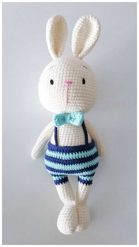 Amigurumi Bunny Free Pattern, Amigurumi Rainbow, Crochet Amigurumi Patterns, Free Crochet Amigurumi, Bunny Amigurumi, Lazy Daisy Stitch, Amigurumi Bunny, Bunny Crochet, Amigurumi Elephant