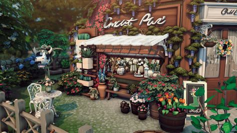 Tiny flower shop Sims 4 Get Together, Derek Laufman, Cozy Backyard, Mama Cat, Classic Kitchens, Sims 4 Houses, Tiny Flowers, Maxis Match, The Sims 4