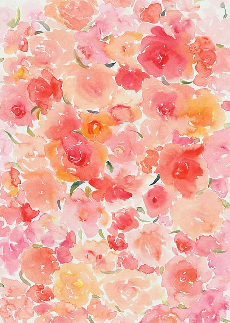 Watercolor Aesthetic Wallpaper, Pink Orange Aesthetic, Flower Allover, Watercolor Floral Wallpaper, Watercolor Flowers Pattern, Allover Design, Background Floral, Cute Patterns Wallpaper, Iphone Background Wallpaper