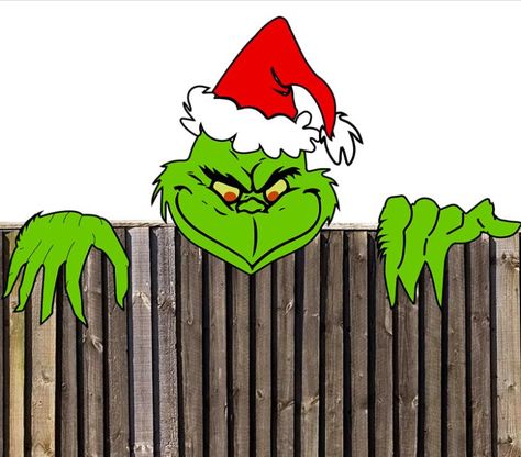 Grinch Fence Decoration Christmas Fence, Fence Decorations, Funny Christmas Decorations, Fence Yard, Xmas Decorations Outdoor, Outdoor Fence, Christmas Decorations Outdoor, Grinch Christmas Decorations, Christmas Yard Art