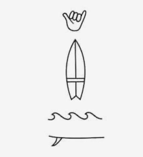 Surf Board Doodle, Simple Surfboard Tattoo, Surf Tatoos Ideas, Half Compass Tattoo, Surfboard Embroidery, Surf Tattoos, Ryan Tattoo, Surfboard Drawing, Shaka Tattoo