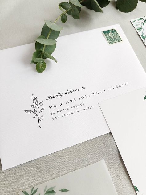 Printable Envelope Addressing DIY Wedding Envelope Addressing Template Printable Wedding Envelope Template Leaf Envelope Reply A7 envelope Leaf Envelope, Wedding Envelope Template, Wedding Envelope Addressing, Envelope Addressing Template, Envelope Calligraphy, Olive Wedding, Envelope Wedding, Addressing Wedding Invitations, Envelope Addressing