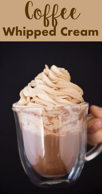 3 ingredient coffee whipped cream - there are so many uses for this - cakes, cupcakes, fruit! Now you can have your coffee and eat it too! #coffeewhippedcream #flavoredwhippedcream #whippedcream Coffee Whipped Cream Recipe, Coffee Whipped Cream, Flavored Whipped Cream, Pie Brownies, Whipped Coffee, Recipes With Whipping Cream, Coffee Drink Recipes, Köstliche Desserts, Coffee Creamer