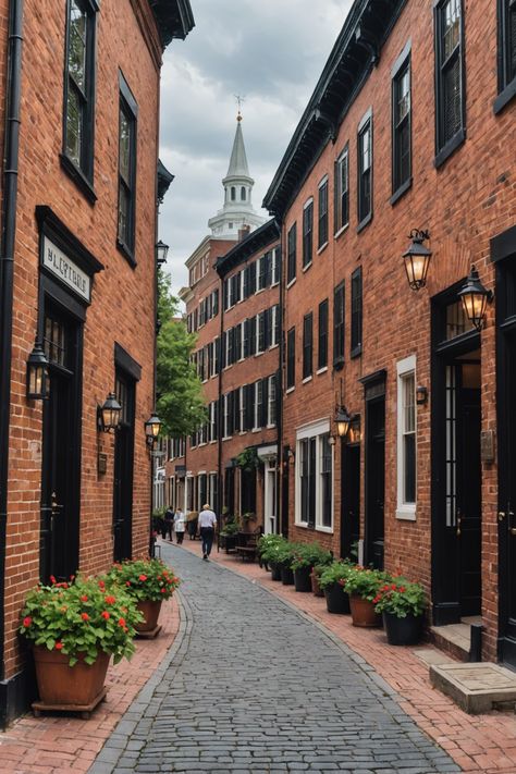 Charm and Culture: Exploring the Historic Streets of Old Town Alexandria Cobblestone Streets Aesthetic, Old Alexandria Virginia, Alexandria Virginia Aesthetic, Alexandria Virginia Old Town, D.c. Aesthetic, House In Neighborhood, Small Town Vibes, Little Town Aesthetic, Old Town Aesthetic