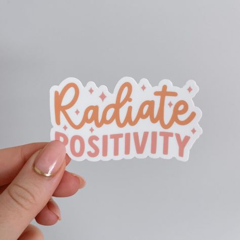 Bring some positivity to your day with this super cute Radiate Positivity Sticker! This happy sticker will bring a smile wherever it's displayed. Show the people around you that positive vibes matter with this positive sticker! Dimensions 3.0" x 1.8" Radiate Positivity, Encouragement Stickers, Positive Quotes Stickers Printable, Stickers Affirmations, Positivity Stickers Aesthetic, Positive Affirmation Stickers, Positivity Stickers, Happy Stickers, Canvas Quotes