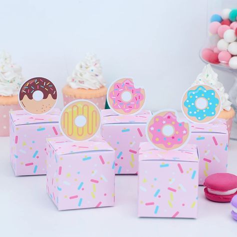 Donut Themed Favor Boxes Gift Bags Candy Wrapping Dessert Party Birthday For Kids Decoration Grow Up Personalized Decor 5 Pcs - Gift Boxes & Bags - AliExpress Half Birthday Party, Candy Wrapping, Candy Gift Bags, Space Candy, Ice Cream Party Theme, Donut Themed Birthday Party, Animal Jungle, Candyland Birthday, Dessert Party