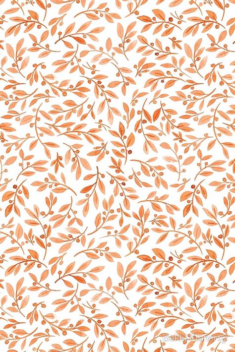 Delicate orange leaves and berries in a repeating pattern. Perfect for Fall / Autumn! • Buy this artwork on apparel, stickers, phone cases, and more. Citate Harry Potter, Whats Wallpaper, Orange Palette, Autumn Orange, Orange Leaves, Cute Fall Wallpaper, Iphone Wallpaper Fall, Fall Background, Phone Wallpaper Patterns