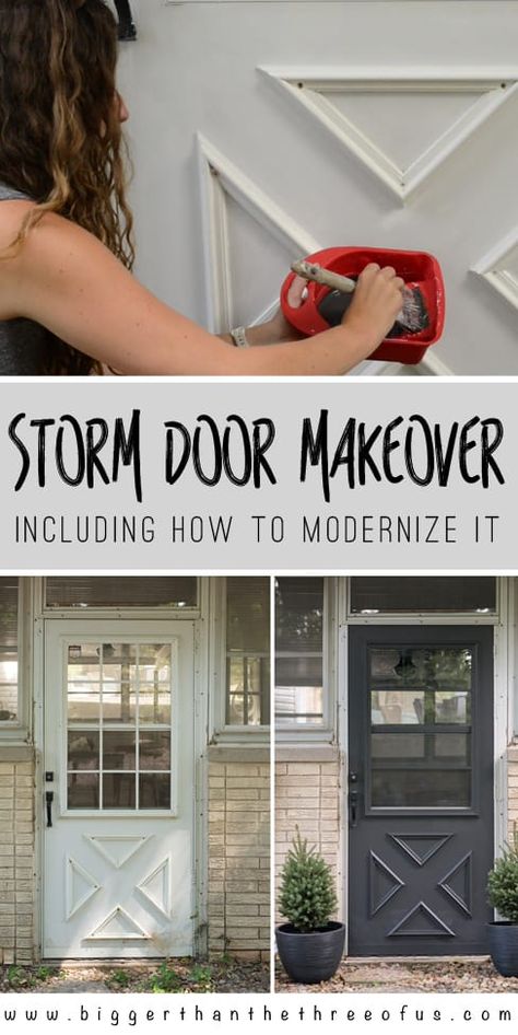 Update a Storm Door: Updating the Grille on a storm door and how to modernize it with HANDyPaint Painted Storm Door, Storm Door Makeover, Painted Screen Doors, Metal Screen Doors, Aluminum Storm Doors, Painted Exterior Doors, Window Diy, Dressing Tips, Storm Doors