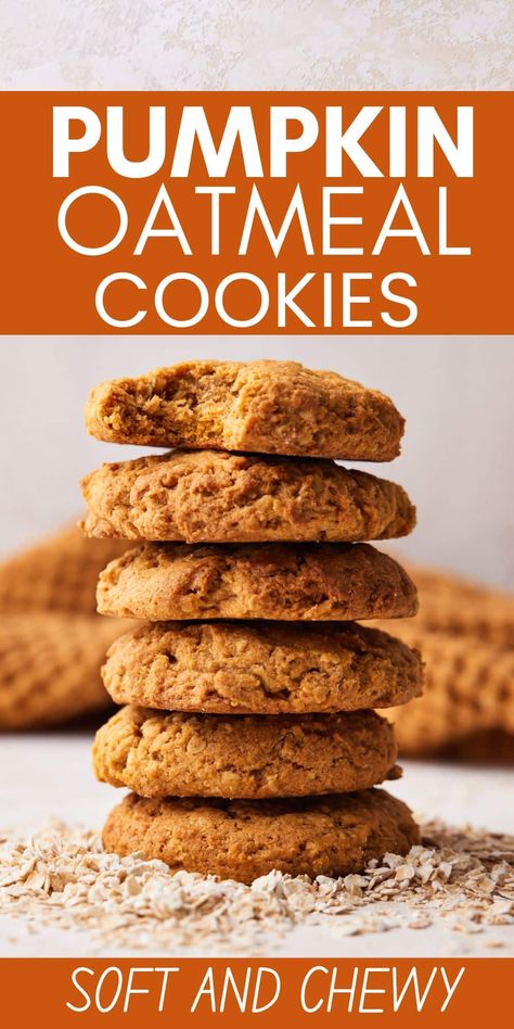 The best pumpkin oatmeal cookies recipe that makes soft and chewy oatmeal cookies with pumpkin puree. A sweet treat to start your fall baking with and a delicious dessert recipe for thanksgiving and holiday cookies. This easy pumpkin oatmeal cookies recipe is a crowd pleaser. Pumpkin Pecan Oatmeal Cookies, Pumpkin Cookies Oatmeal, Soft And Chewy Pumpkin Oatmeal Cookies, Soft Pumpkin Oatmeal Cookies, Pumpkin Banana Oatmeal Cookies, Honey Pumpkin Cookies, Pumpkin Oatmeal Cookies Easy, Pumpkin Oatmeal Breakfast Cookies, Kodiak Pumpkin Cookies