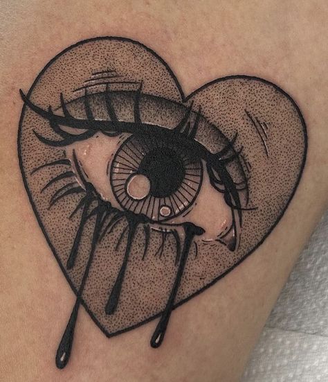 Sacred Heart Eye Tattoo, Melting Eye Tattoo, Women Eyes Tattoo, Eye Elbow Tattoo, Eye In Heart Tattoo, Eye Tattoo Geometric, Heart Eyes Tattoo, Unique Eye Tattoo, Heart Eye Tattoo