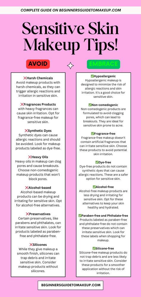 Welcome to the Beginners Guide To Makeup! If you have sensitive skin, it’s essential to understand which makeup terms to look for and avoid. This guide will help you navigate through the world of cosmetics and make informed choices for your skin. The Best Skin Care Products For Sensitive Skin, Skin Care Routine For Sensitive Combination Skin, Best Makeup Products For Sensitive Skin, Best Makeup For Sensitive Skin, Makeup For Sensitive Skin, Tips For Sensitive Skin, Best Face Wash For Sensitive Skin, Fragrance Free Makeup, Hypoallergenic Makeup