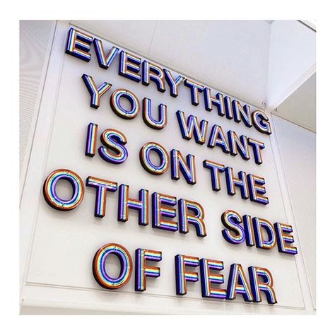 MSGM on Instagram: “EVERYTHING YOU WANT IS ON THE OTHER SIDE OF FEAR cc @swarovski. Snapped by Massimo. #SnappedbyMassimo @MassimoGiorgetti” Chip Quotes, Exclamation Mark, Happy Words, A Sign, Note To Self, Quote Aesthetic, Pretty Words, The Words, Mantra