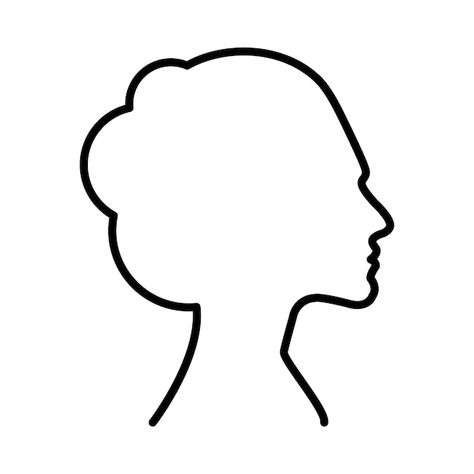 Face outline of female or woman human he... | Premium Vector #Freepik #vector #face-profile #head-profile #avatar #profile Perfect Face Template Woman, Silhouette Woman Face, Woman Profile Silhouette, Female Head Silhouette, Outline Of Woman Face, Silhouette Head, Face Outline, Human Head, Female Head