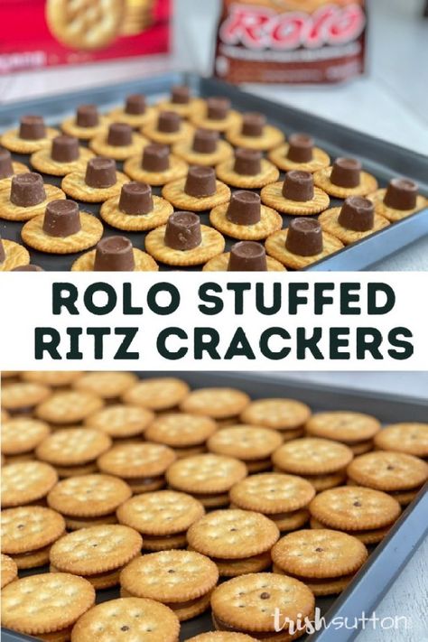 Rolo Ritz Crackers Recipe, Ritz Rolo Treats, Roll Ritz Cookies, Roll Ritz Crackers, Snacks With Ritz Crackers, Ritz Cracker Party Sandwiches 12 Tomatoes, Ritz Rolo Crackers, Rolo Ritz Crackers, Ritz Crackers Snacks