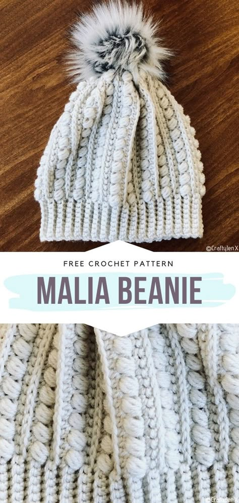 Beanie Free Crochet Pattern, Beanie Pattern Free, Crochet Beanie Pattern Free, Bead Stitch, Popcorn Stitch, Crochet Beanies, Crochet Hat Free, Crochet Beanie Hat, Beanie Crochet