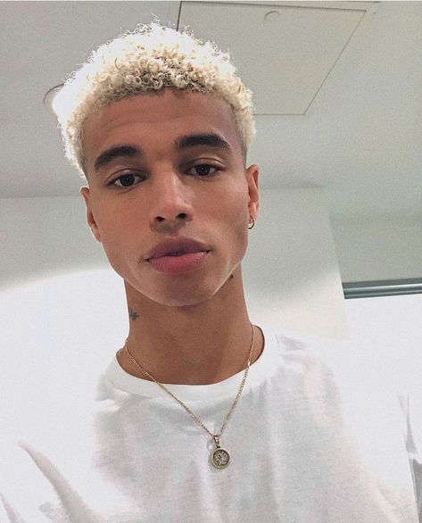 Blonde Hair Men Black, Black Guy Blonde Hair, Black Man Blonde Hair, Blonde Hair Black Men, Blonde Afro, Men Blonde Hair, Model Tips, Dyed Hair Men, Grey Blonde Hair