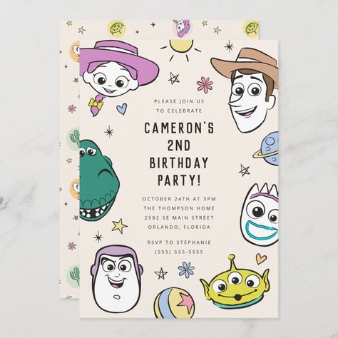 Pastel Toy Story Characters Birthday Invitation Simple Baby Birthday, Toy Story Invitations, Toy Story Movie, Boy Birthday Party Themes, Toy Story Characters, Story Birthday, Toy Story Birthday Party, Birthday Toys, Disney Birthday